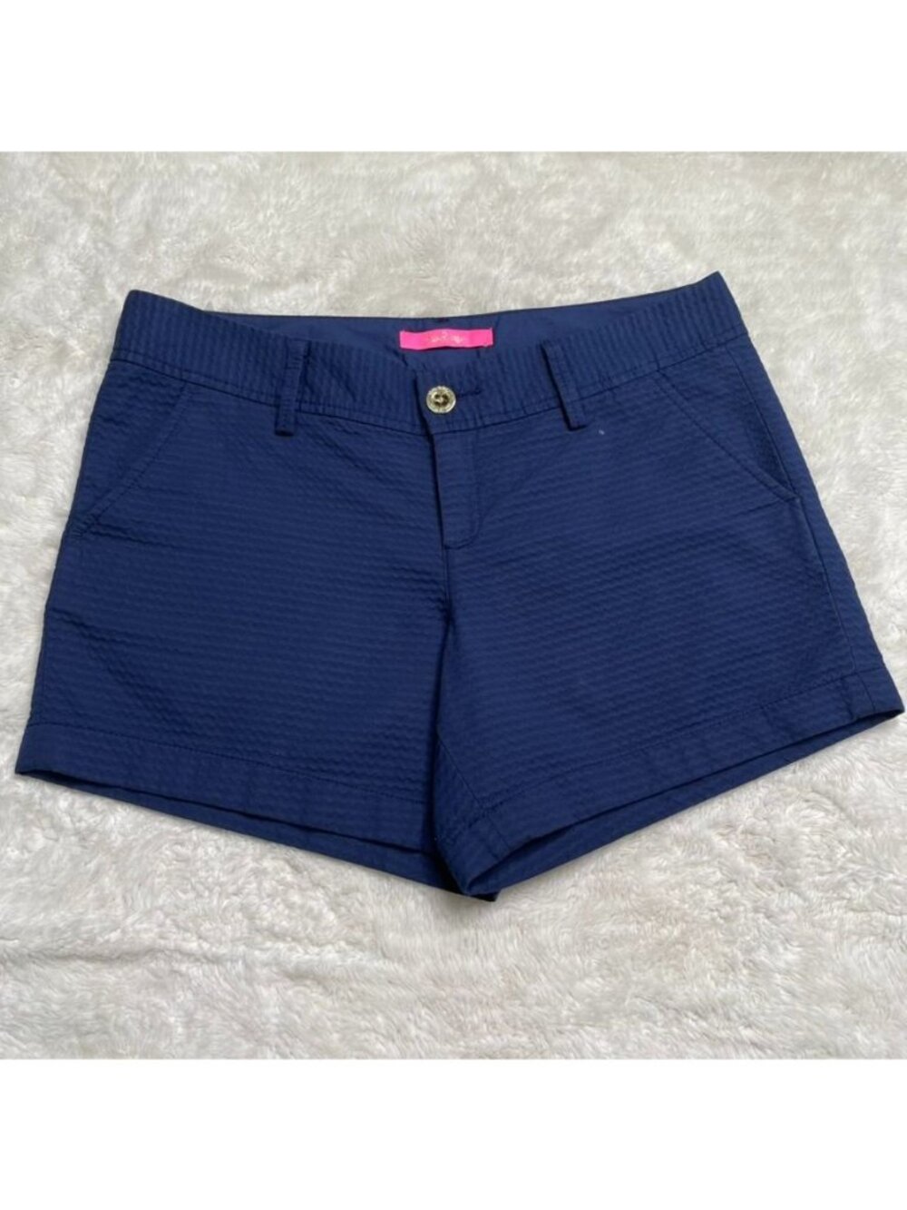 Lilly Pulitzer Callahan Shorts Size 8 True Navy Blue Textured NWT 5 Inch Inseam